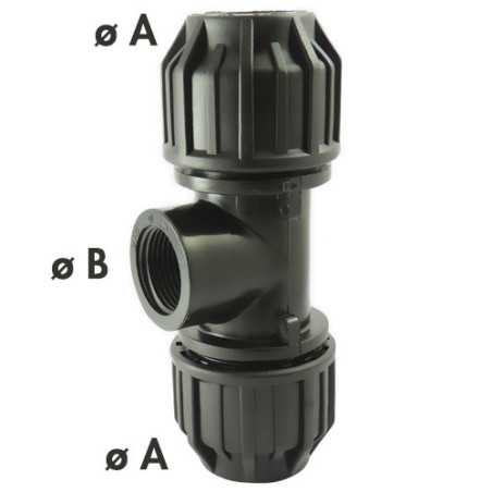 Raccord à compression Té 90° avec dérivation taraudée