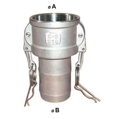 Connessione Camlock femminile - punta fluted in acciaio inox - Tipo C