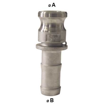 Connessione camlock maschile - punta fluted in acciaio inox - Tipo E