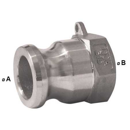 Camlock maschio - filetto femmina in acciaio inox - Tipo A