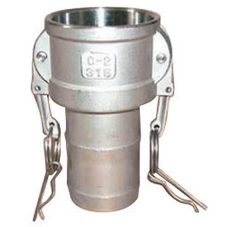 Raccord Camlock femelle - embout cannelé en inox - Type C