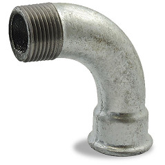 Courbe à grand rayon à 90° male femelle, galvanisée, en fonte malléable