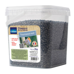 Seau de graines de tournesol noir 2 kgs pour oiseau de la nature - Lot de 2